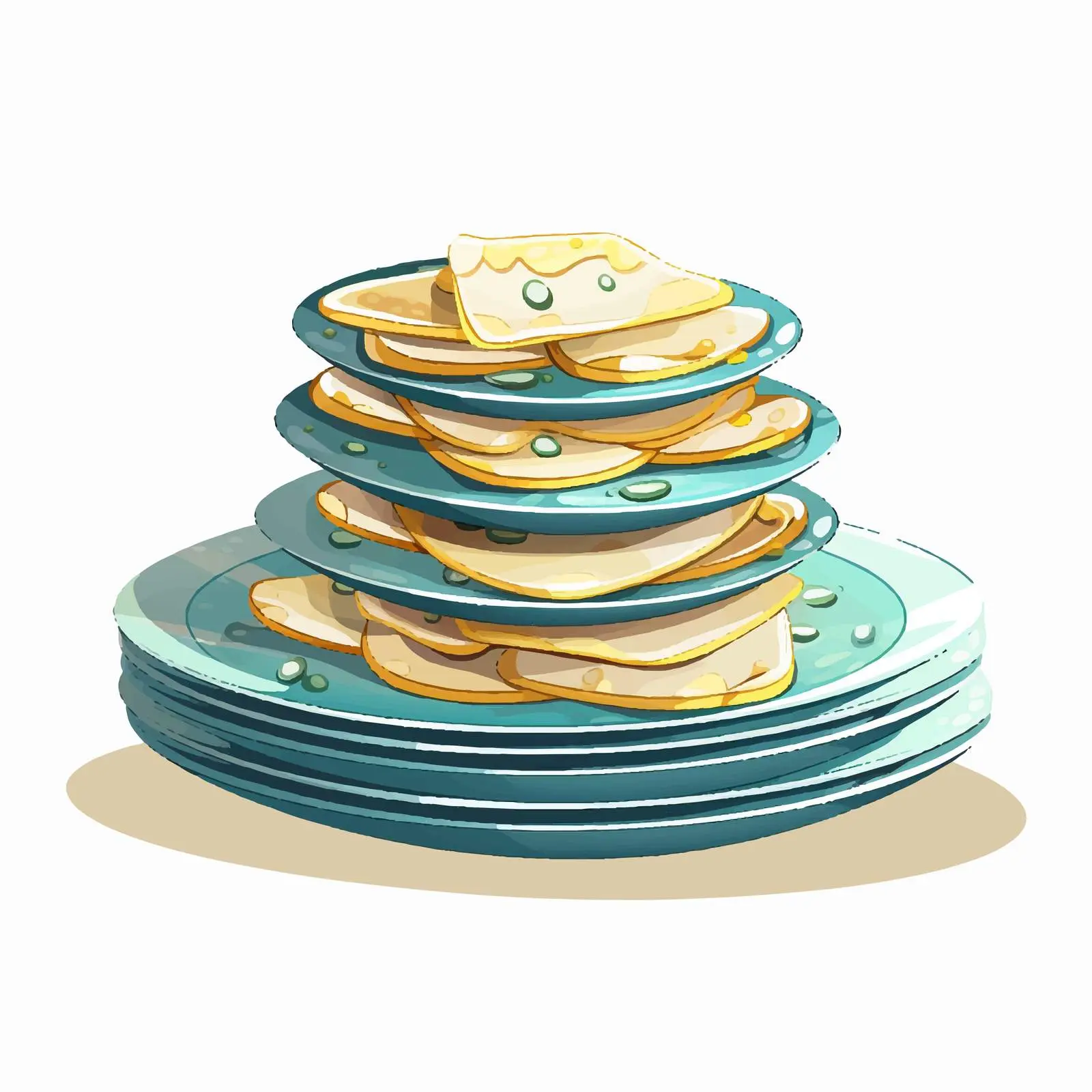 Cartoon Vector Illustration of Pile of Plates — free download from Dotvec