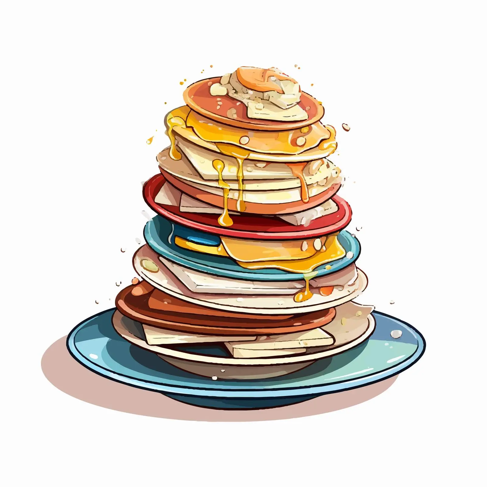Cartoon Vector Pile of Plates Illustration — free download from Dotvec