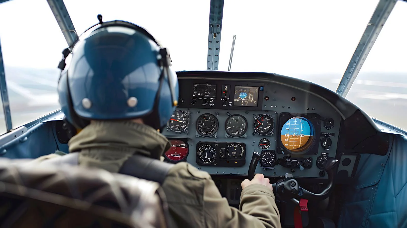 Pilot maneuvers small aircraft for takeoff — free download from Dotvec