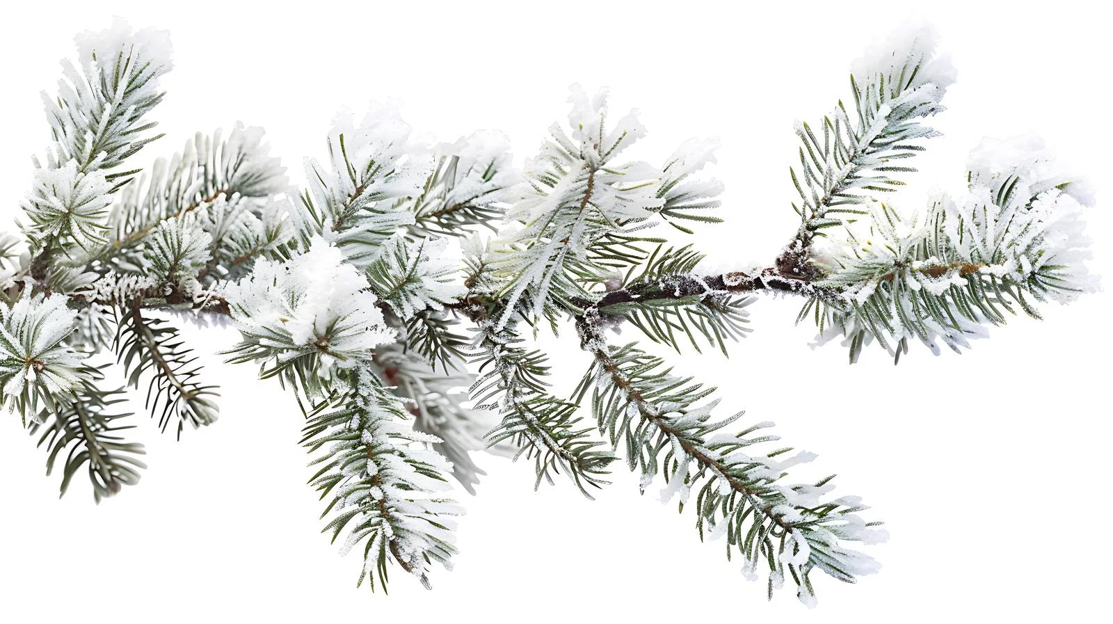 Frost Covered Pine Branch on White Background — free download from Dotvec