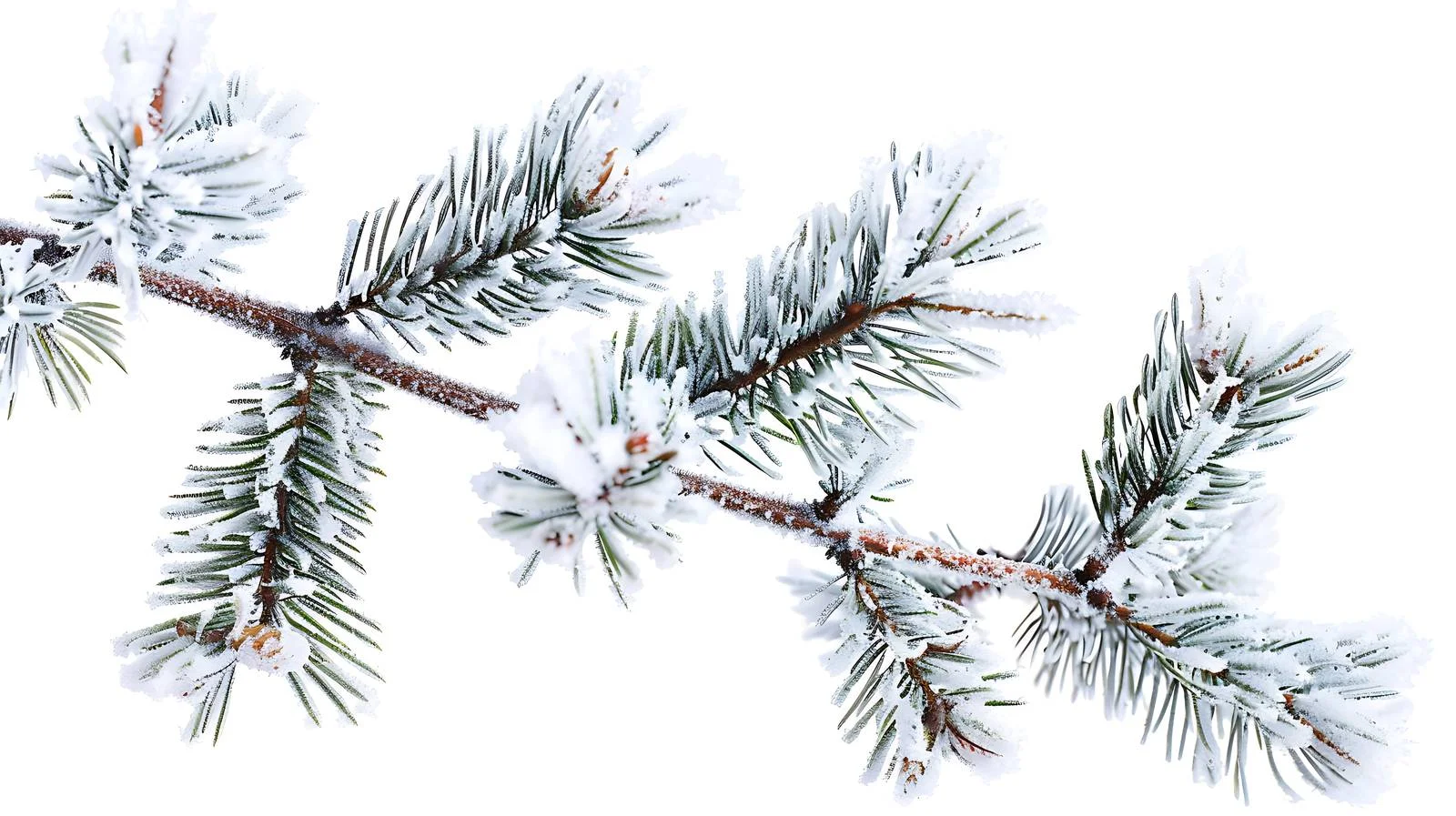 Frosty Pine Branch on White Background — free download from Dotvec