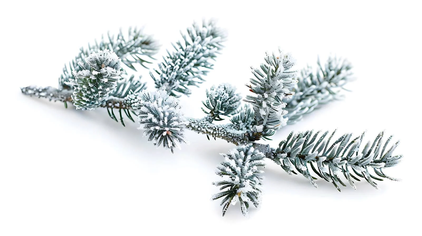 Frost-covered Pine Branch with Selective Focus — free download from Dotvec