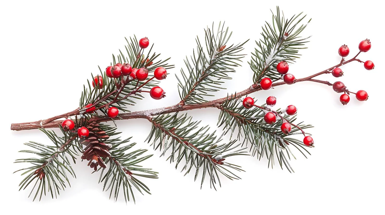 Festive Pine Branch with Red Berries — free download from Dotvec