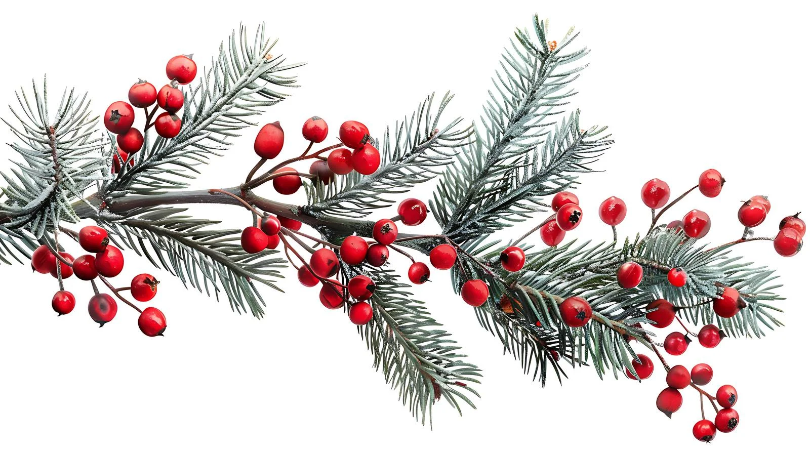 Festive Pine Branch with Red Berries — free download from Dotvec