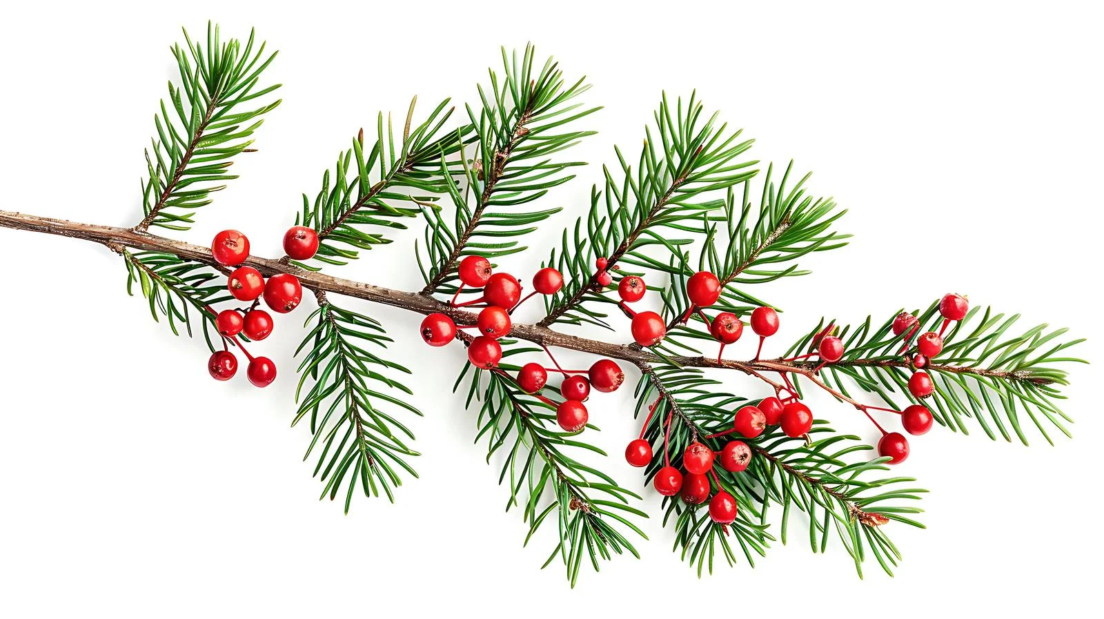 Festive Pine Branch with Red Berries — free download from Dotvec