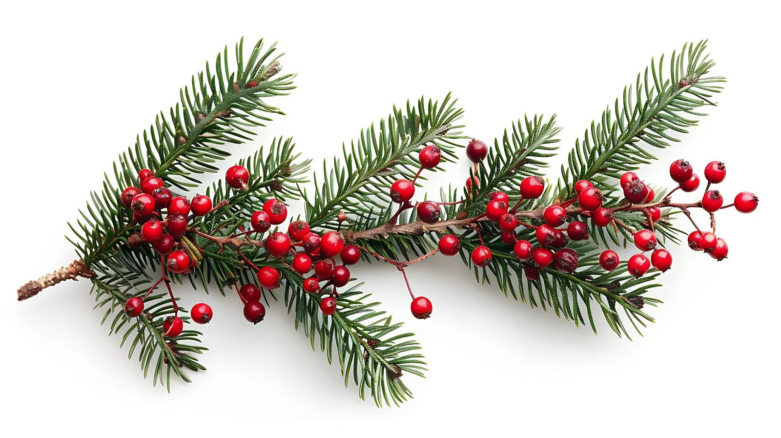 Festive Pine Branch with Red Berries — free download from Dotvec