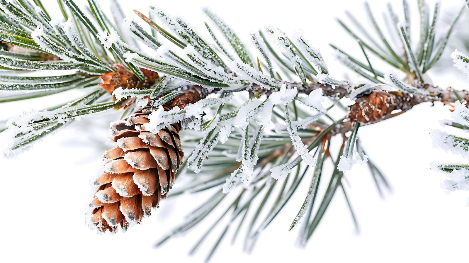 Frosty Pine Tree Branch with Cone — free download from Dotvec