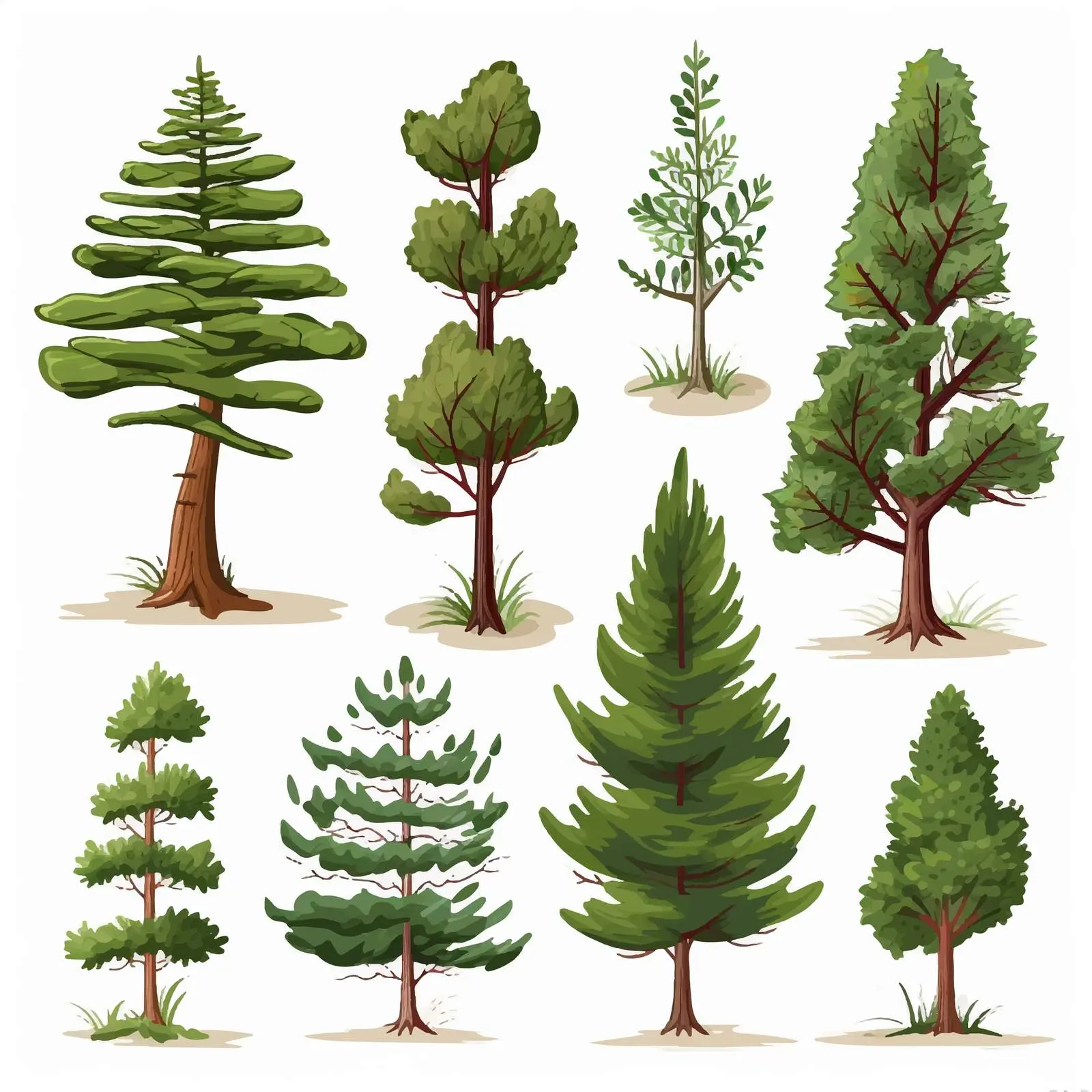 Illustration of Pine Trees in Various Shapes — free download from Dotvec