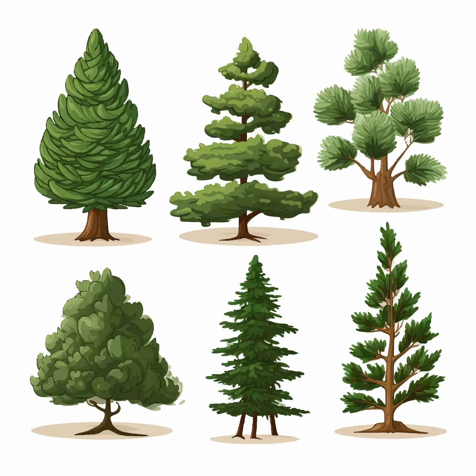 Pine Tree Shapes Illustration Vector Art – free tree design image from Dotvec