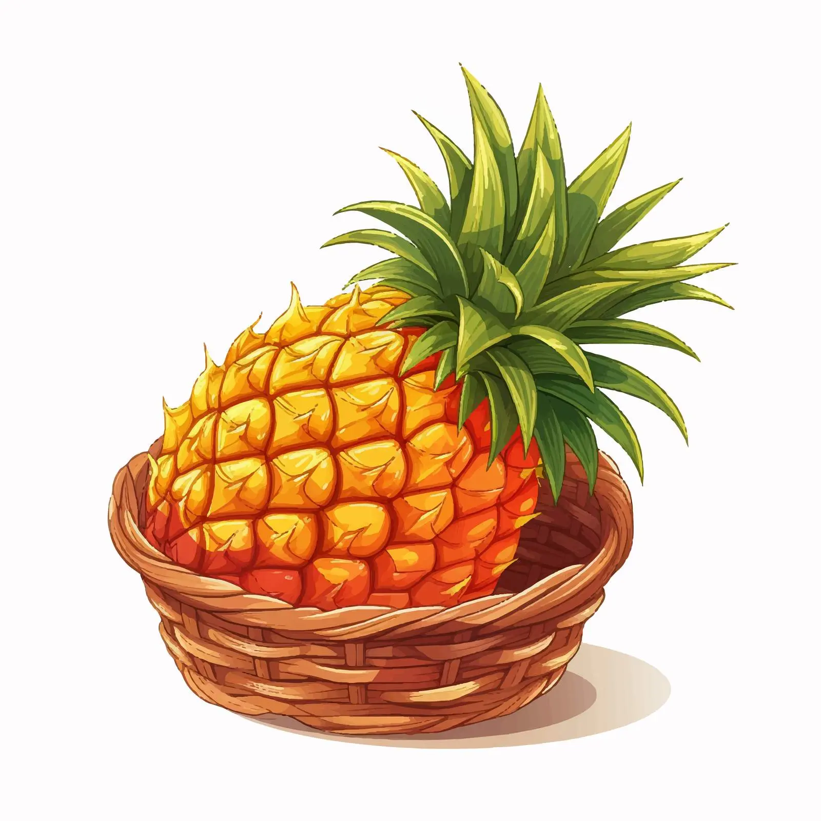 Pineapple in Weave Basket Vector Illustration — free download from Dotvec