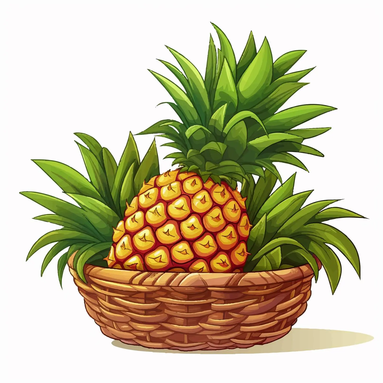 Pineapple in Weave Basket Vector Illustration — free download from Dotvec