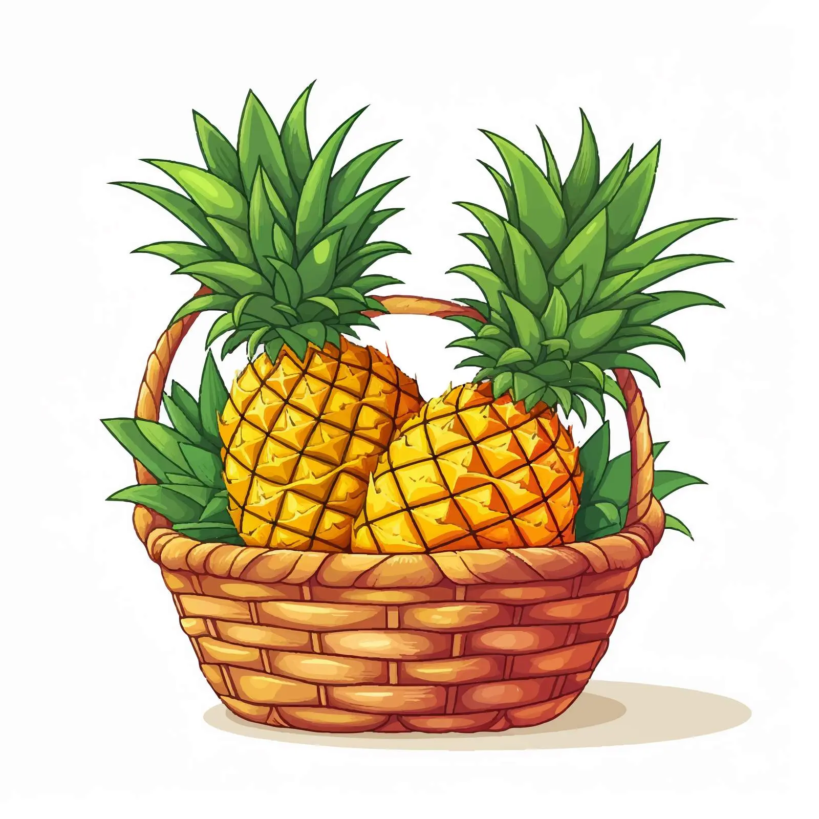 Pineapple in Woven Basket Illustration Vector — free download from Dotvec