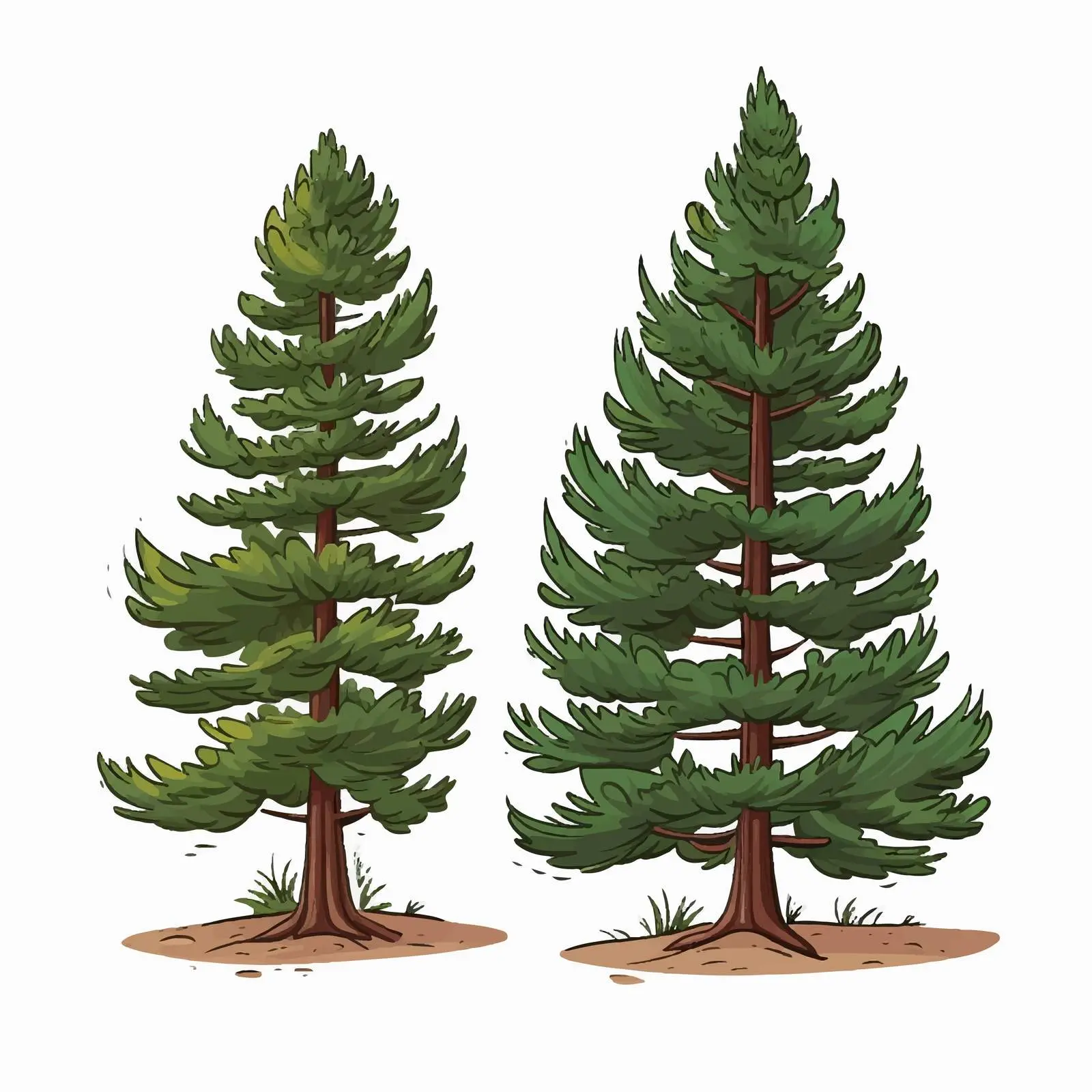 Cartoon Vector Illustration of Pine Trees and Grass — free download from Dotvec