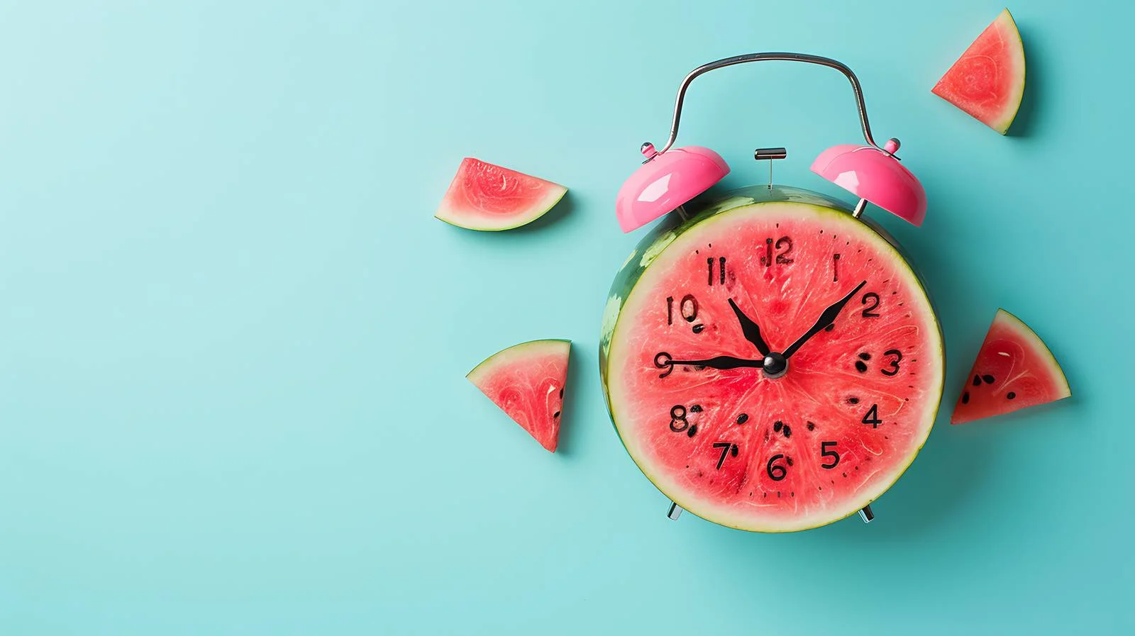 Vibrant Mini Clock and Watermelon Display — free download from Dotvec