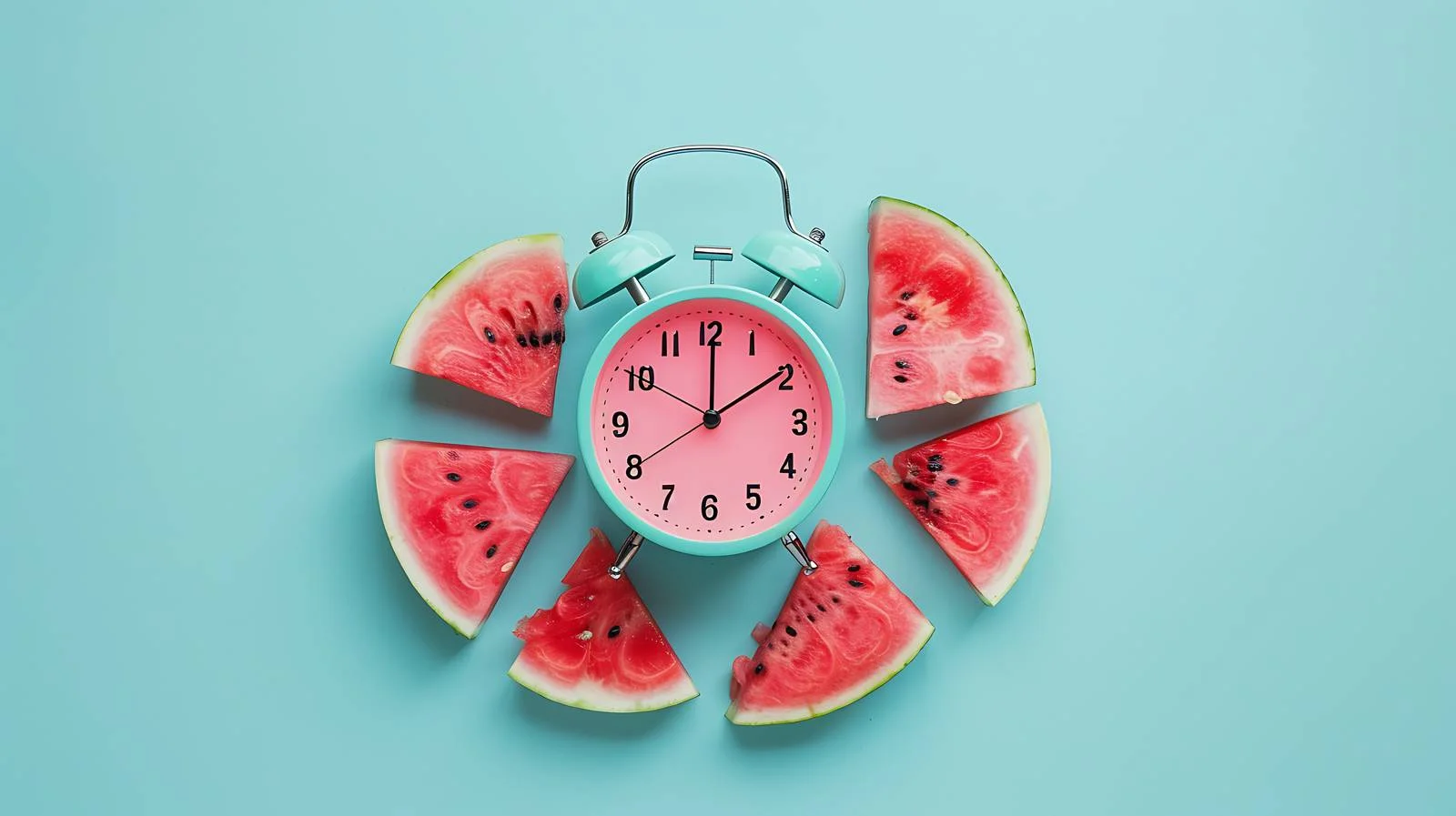 Vibrant Alarm Clock with Watermelon on Blue — free download from Dotvec