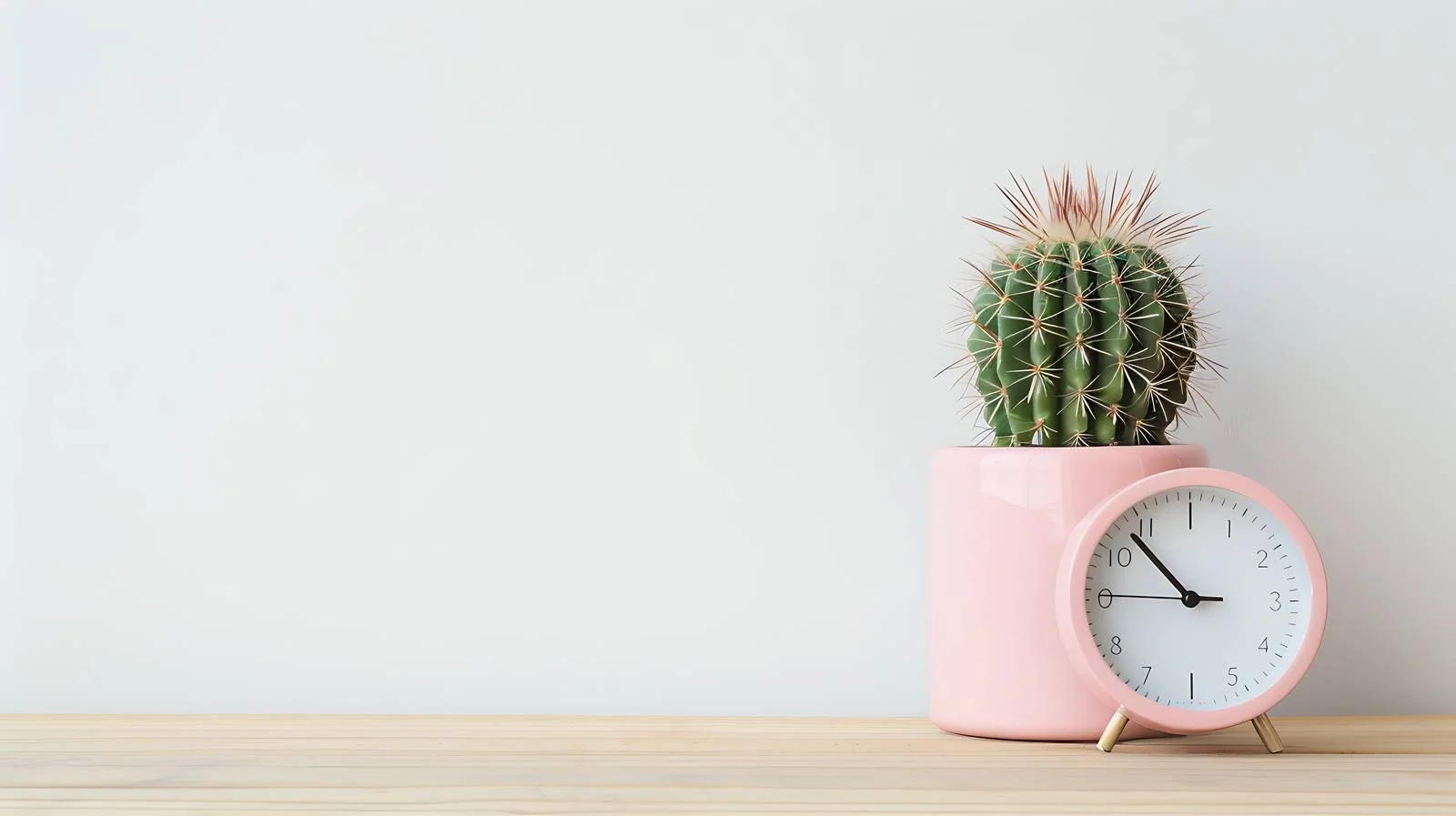 Chic Desk Clock with Cactus Plant — free download from Dotvec
