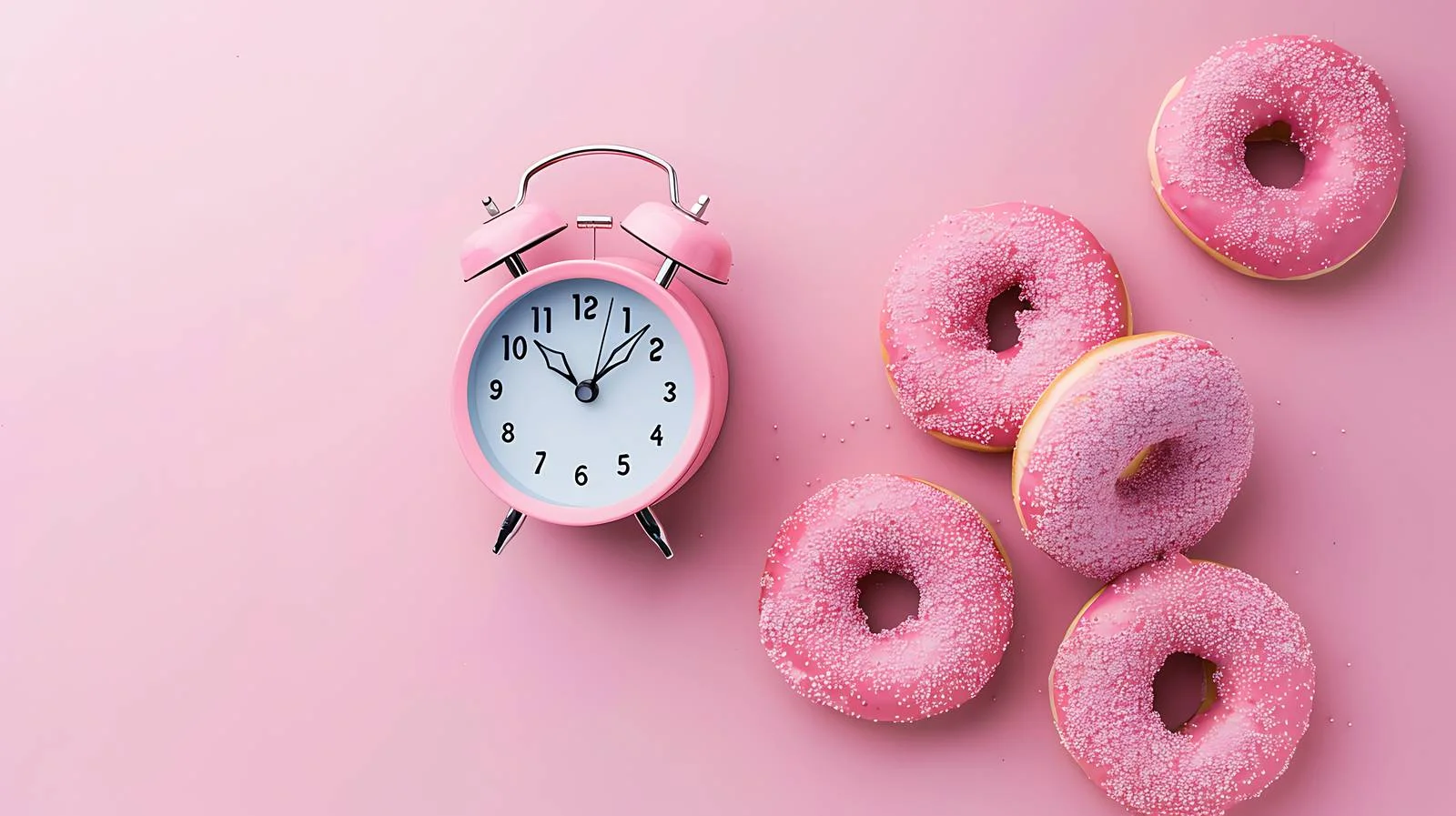 Charming Pink Alarm Clock with Donuts — free download from Dotvec