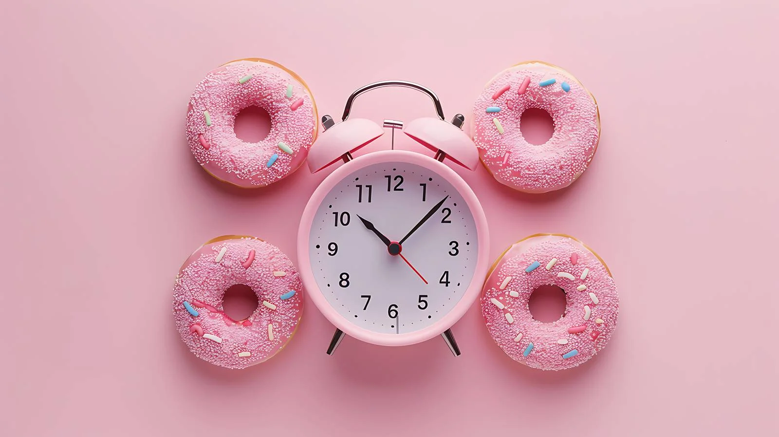 Pastel Pink Alarm Clock with Donuts — free download from Dotvec