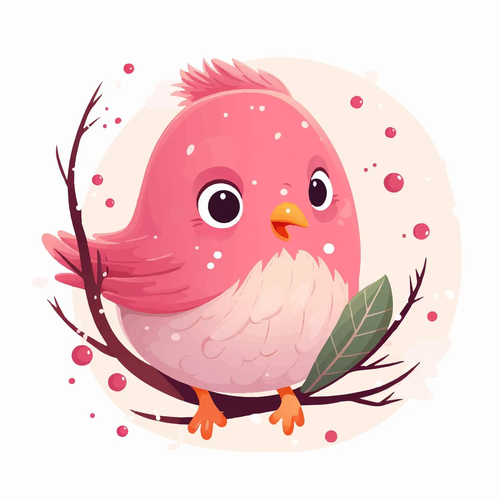 Pink Bird Holding Branch Festive Vector Design — free download from Dotvec