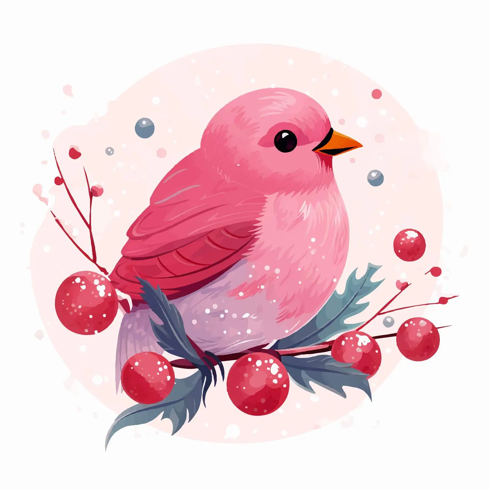 Festive Bird Holding Branch Vector Art — free download from Dotvec