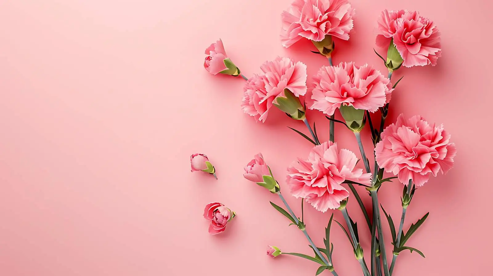 Aesthetic Pink Carnation Flowers in Minimal Style – free subtle colors image from Dotvec