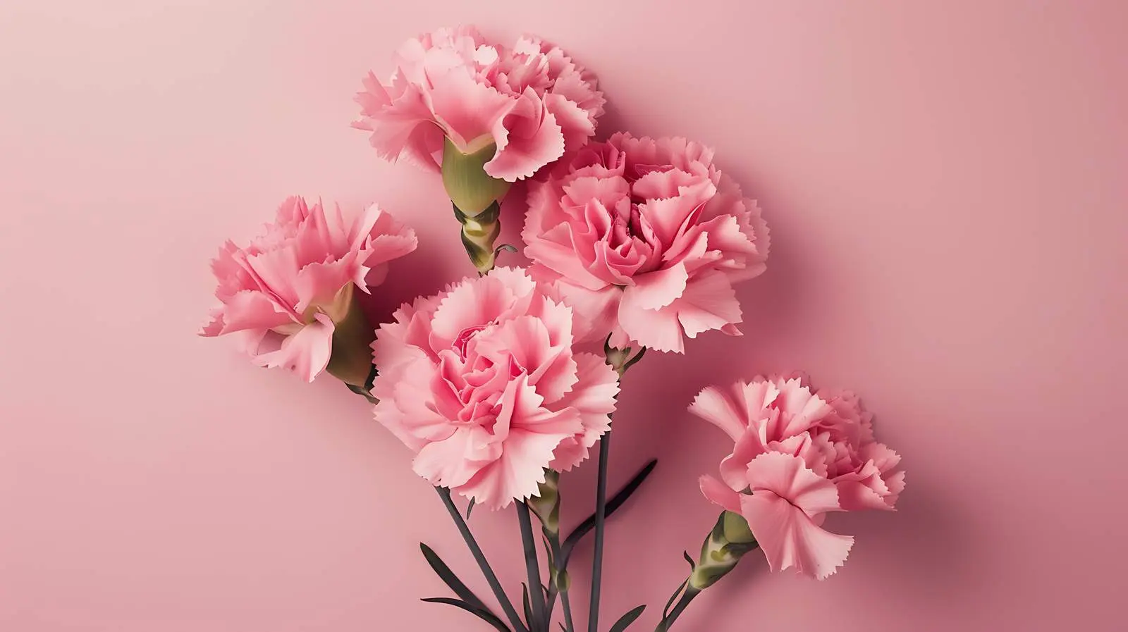 Pink Carnation Flower Bouquet on Pastel Pink Background – free photographic print image from Dotvec