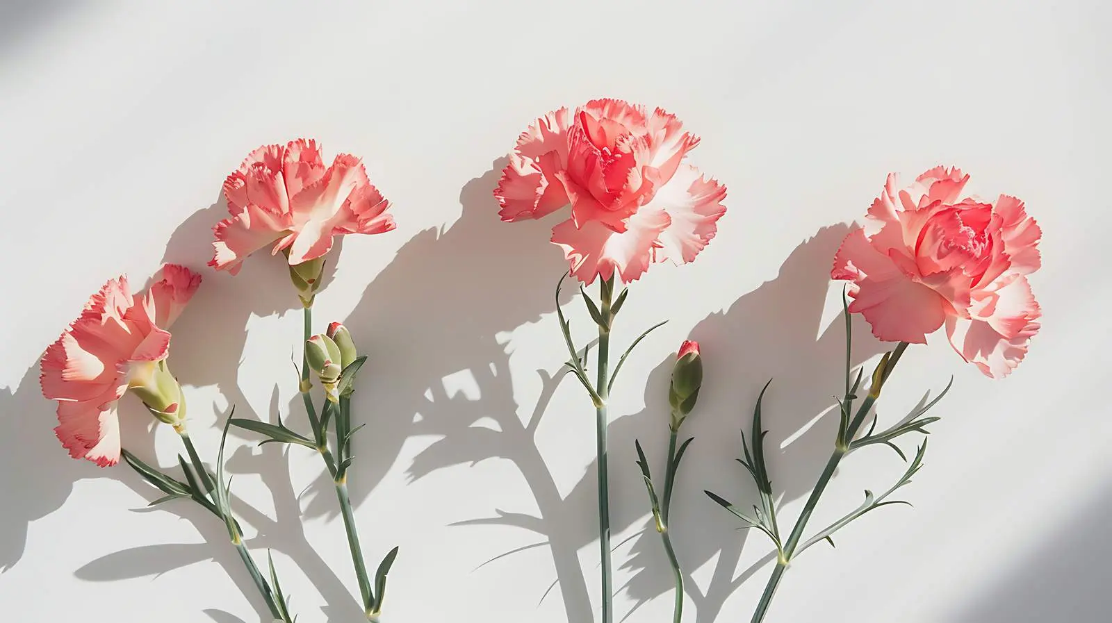 Pink Carnation Flowers in Sunlight and Shadows — free download from Dotvec