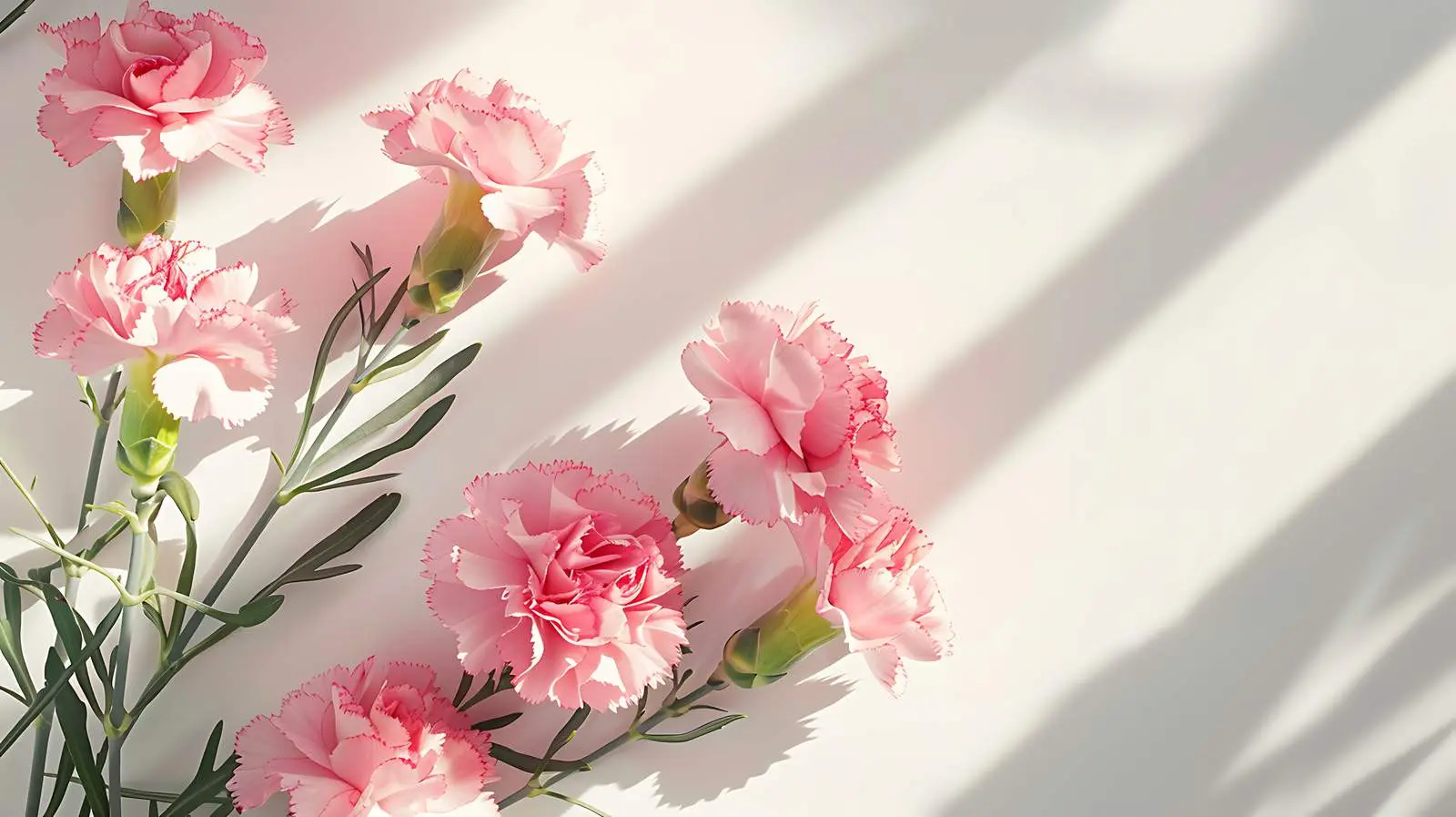 Pink Carnation Flowers in Sunlit Shadows — free download from Dotvec