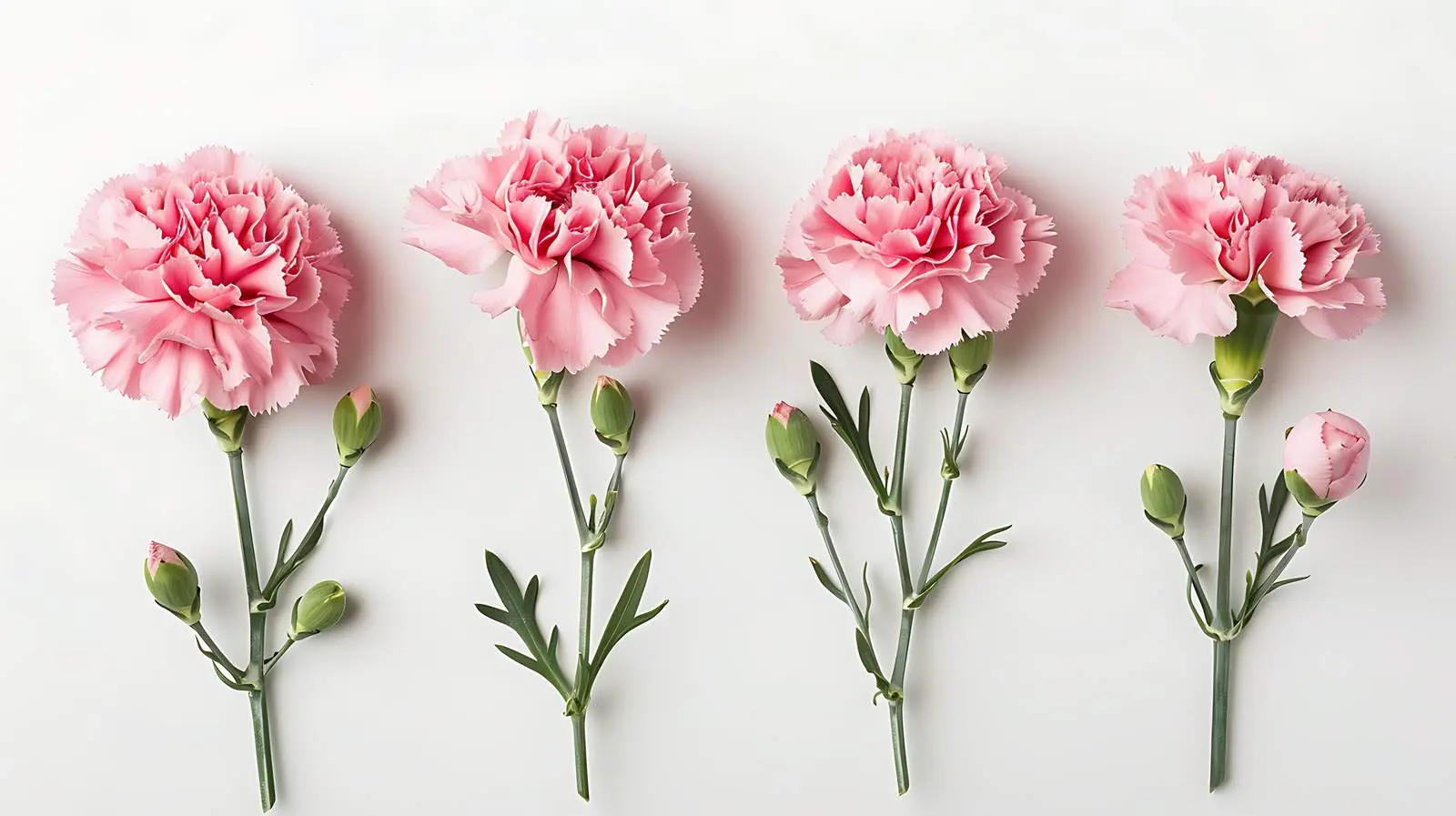 Top View of Pink Carnation Flowers on White — free download from Dotvec