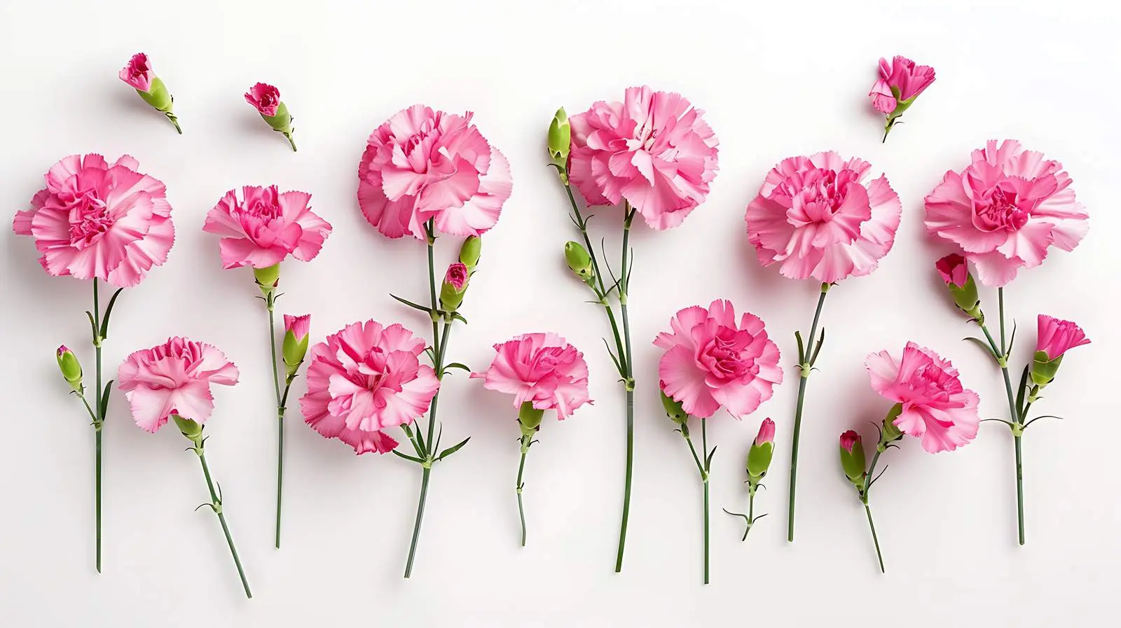 Top View of Pink Carnation Flowers on White – free aesthetic flowers image from Dotvec