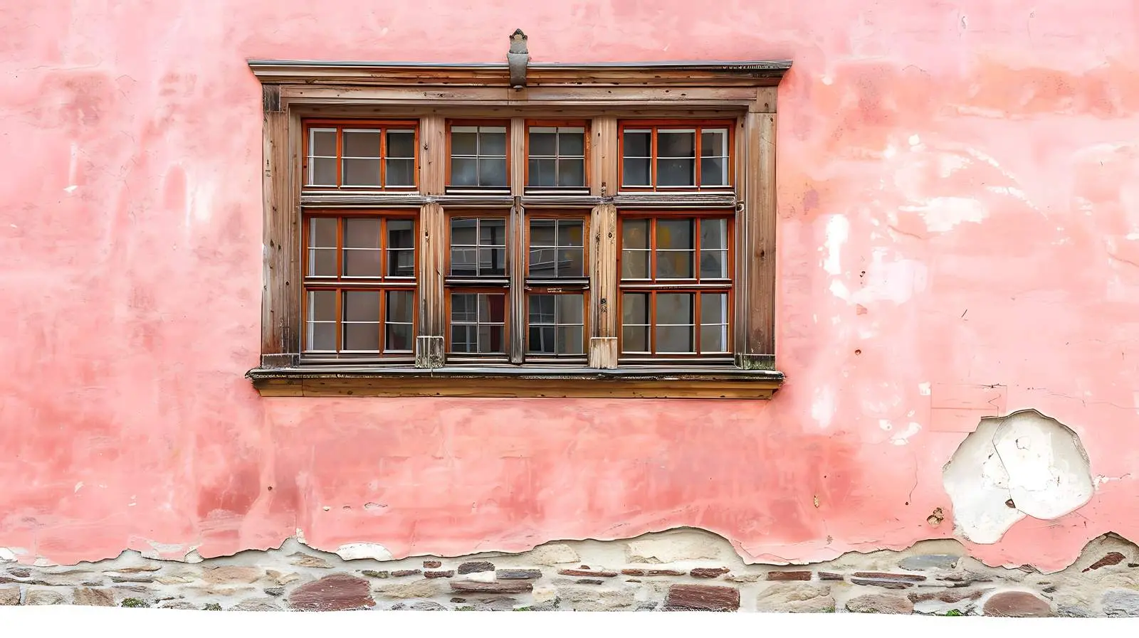 Traditional European Wall with Wooden Window – free paint image from Dotvec