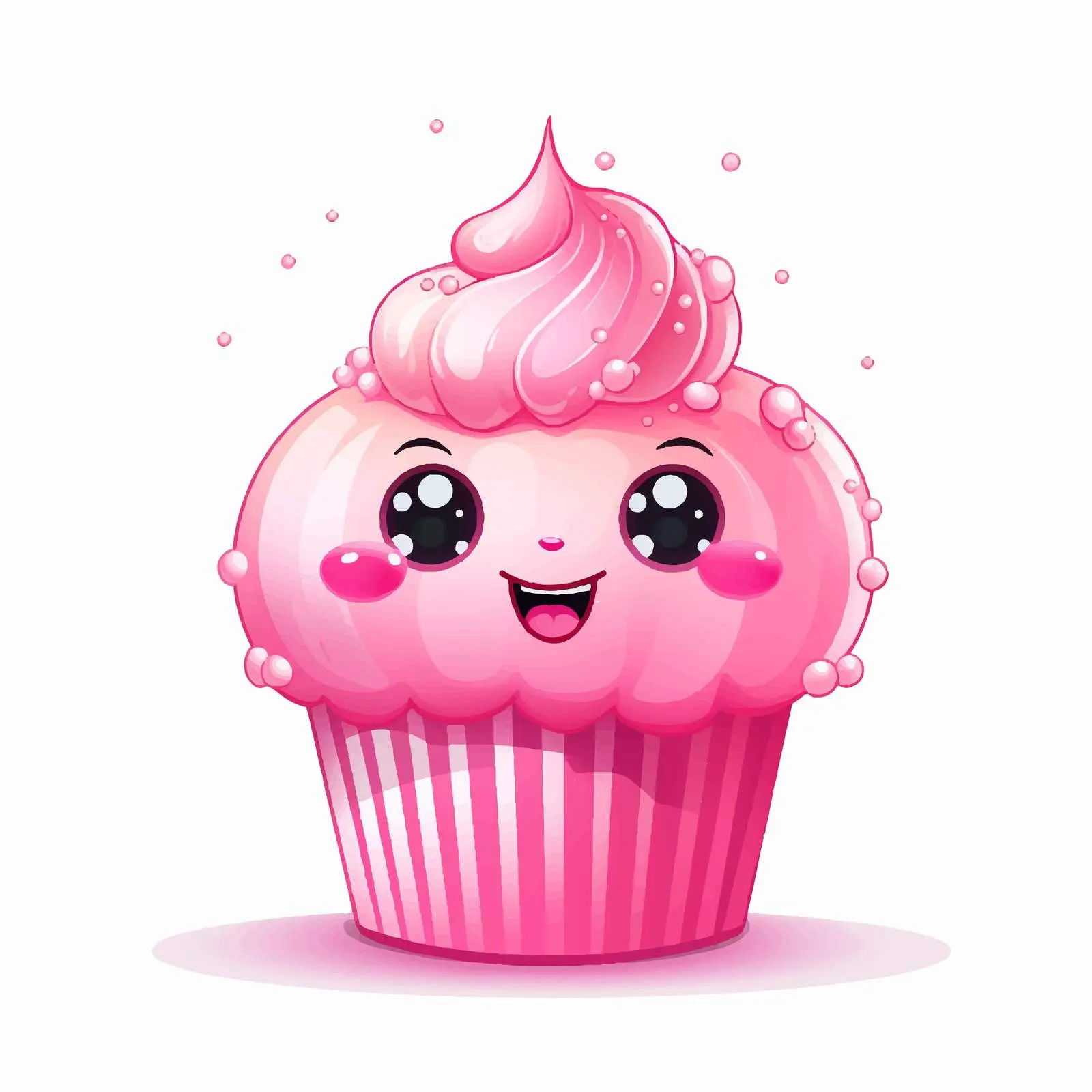 Cute Pink Cupcake Character Illustration — free download from Dotvec