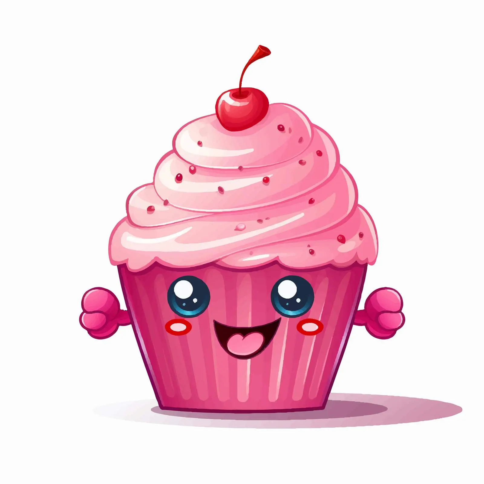 Cute Pink Cupcake Character with Arms and Legs — free download from Dotvec