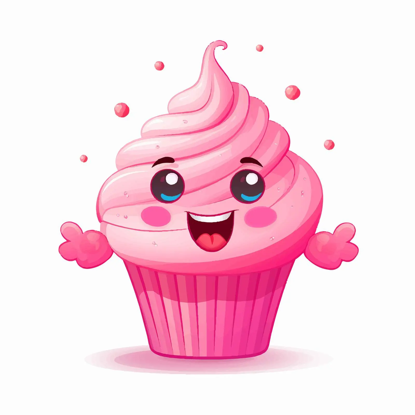 Cute Pink Cupcake Character Illustration — free download from Dotvec