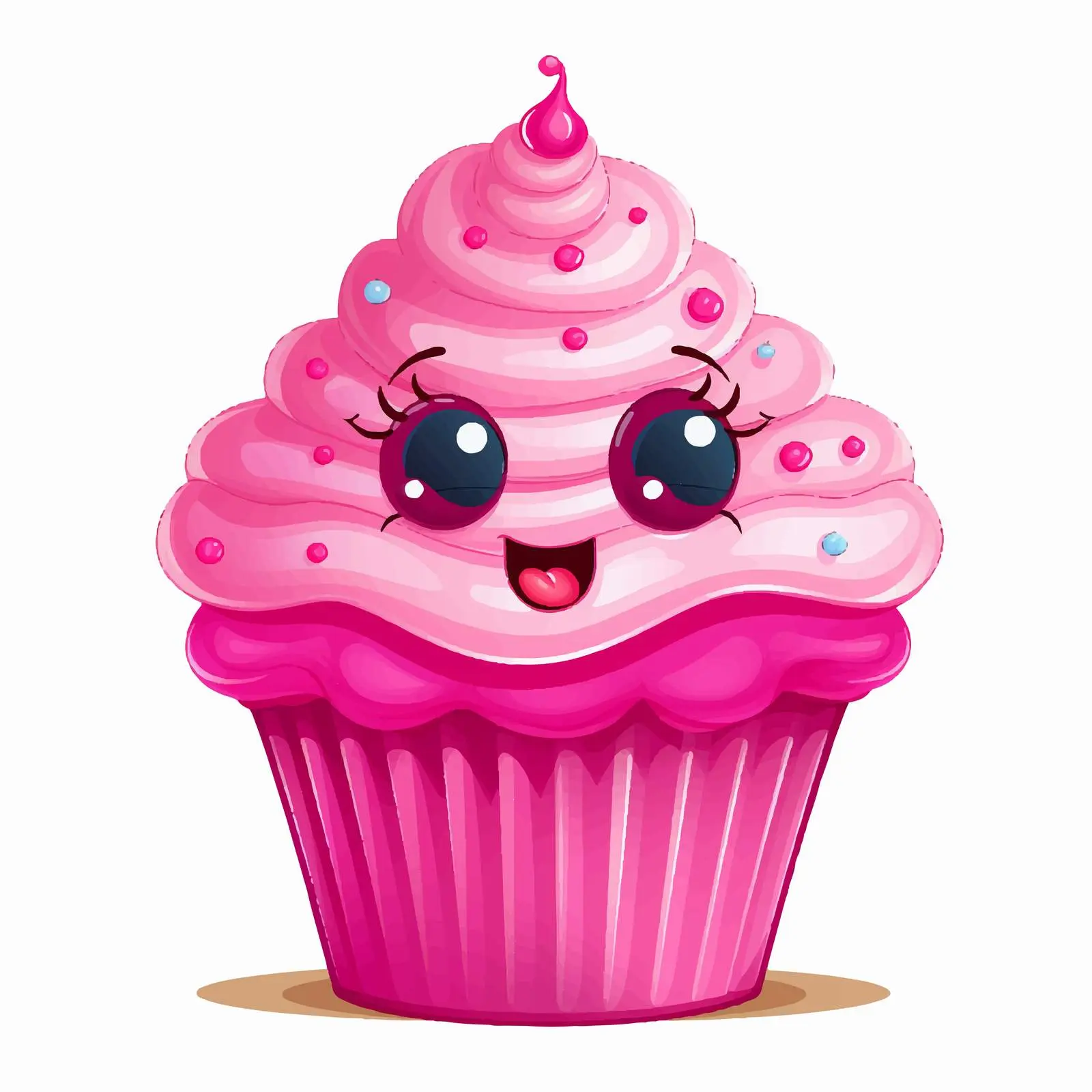 Cute Pink Cupcake Character Illustration Vector — free download from Dotvec