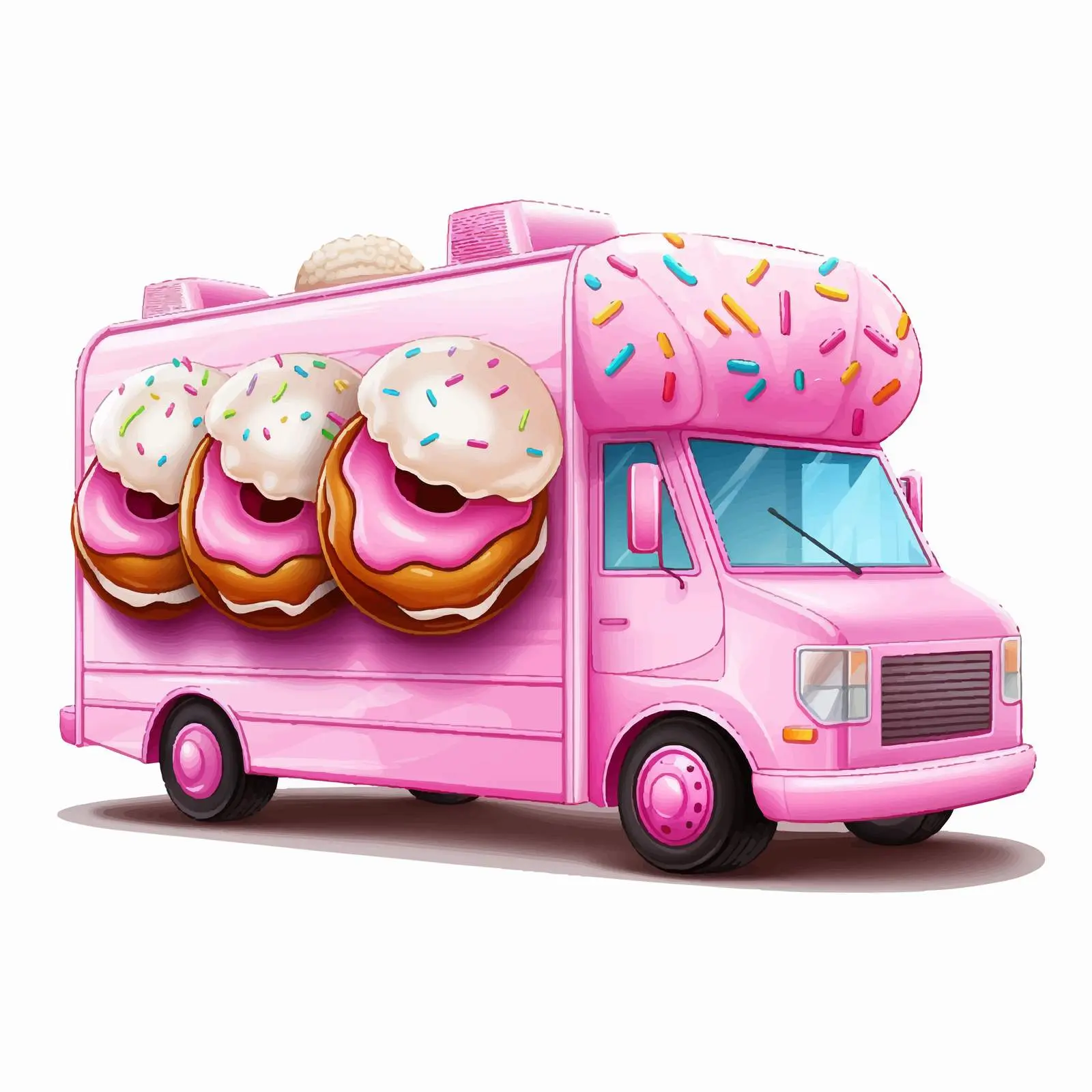 Pink Food Truck with Giant Donut Sign — free download from Dotvec