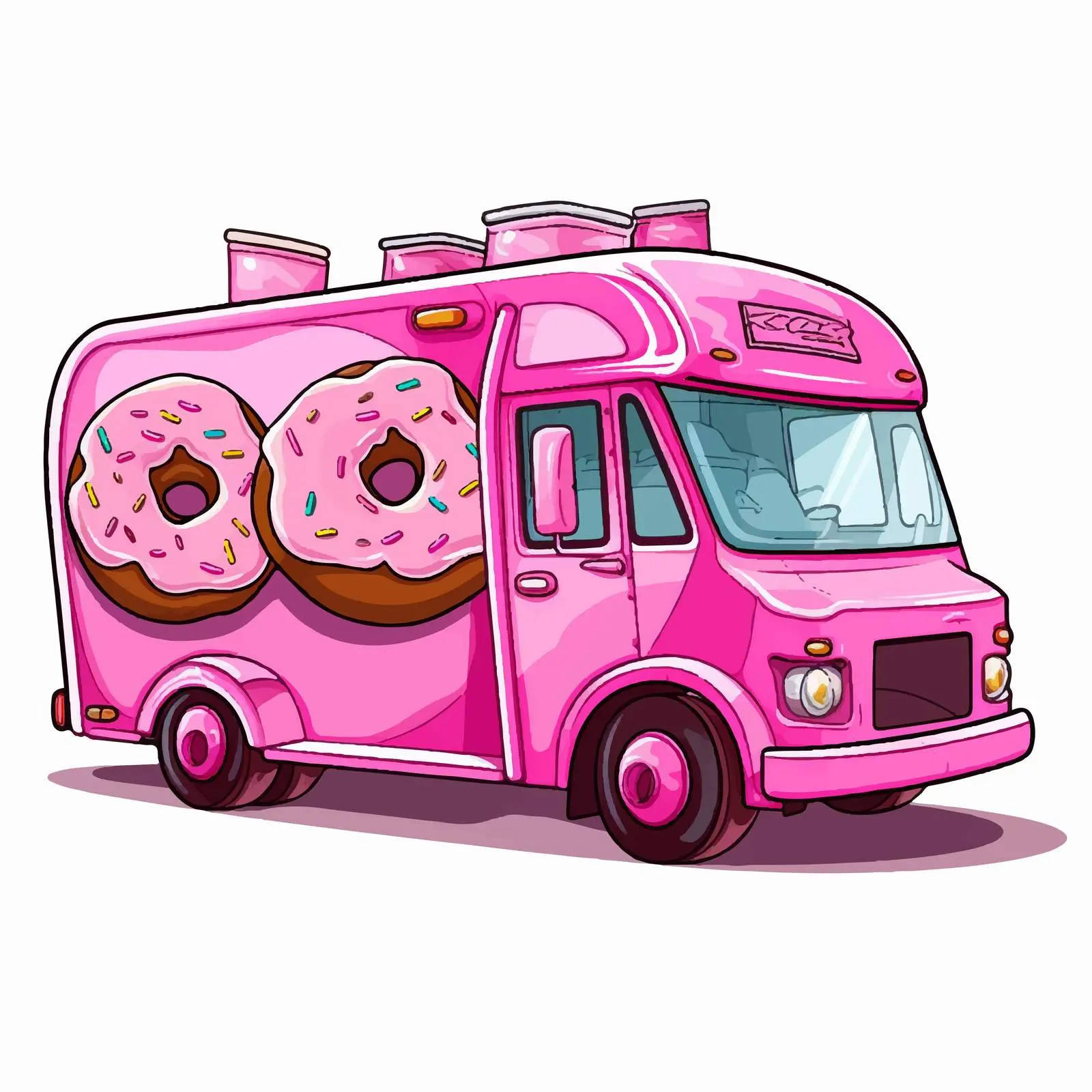 Pink Food Truck with Giant Donut Sign Vector — free download from Dotvec
