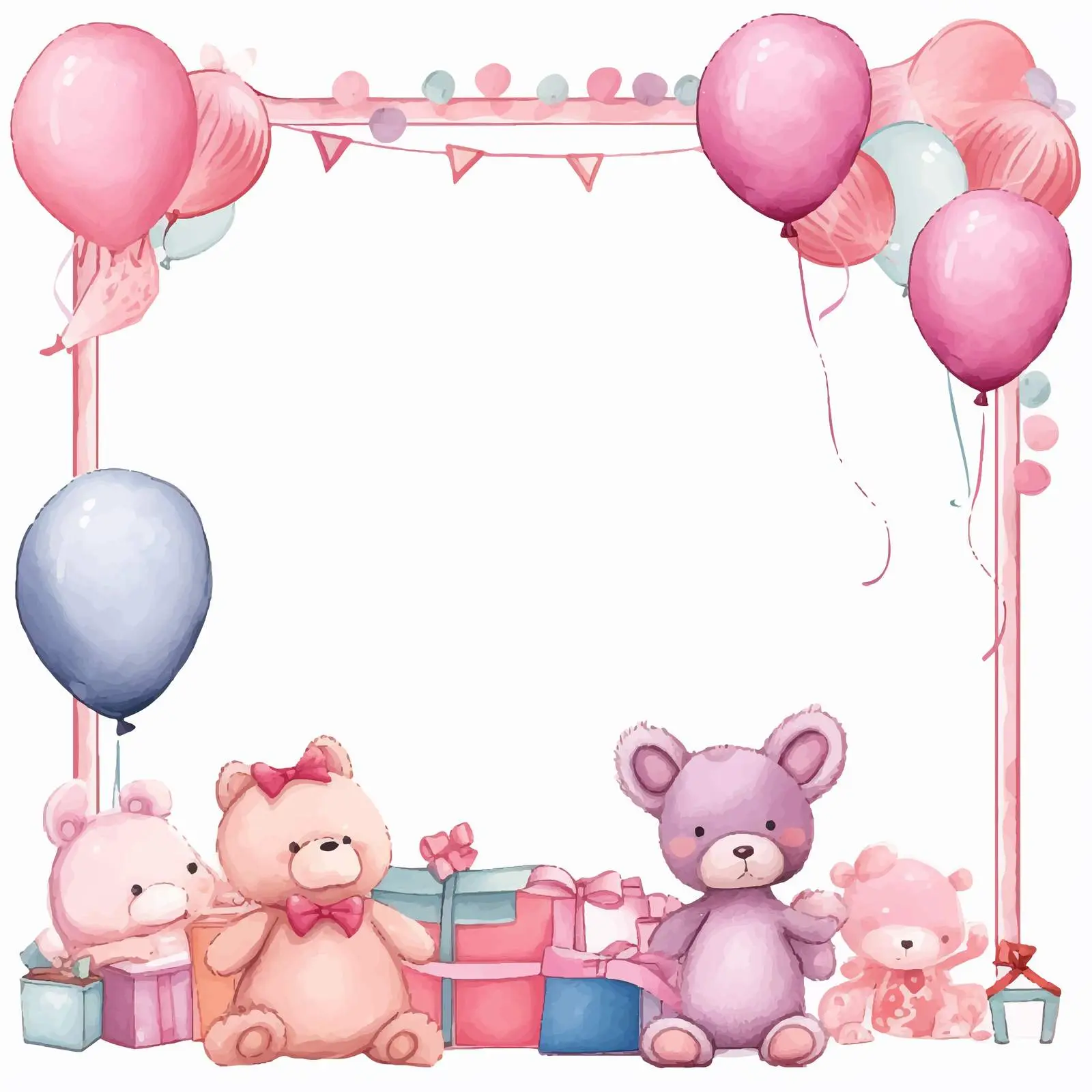 Pink Frame with Children's Toys Illustration — free download from Dotvec