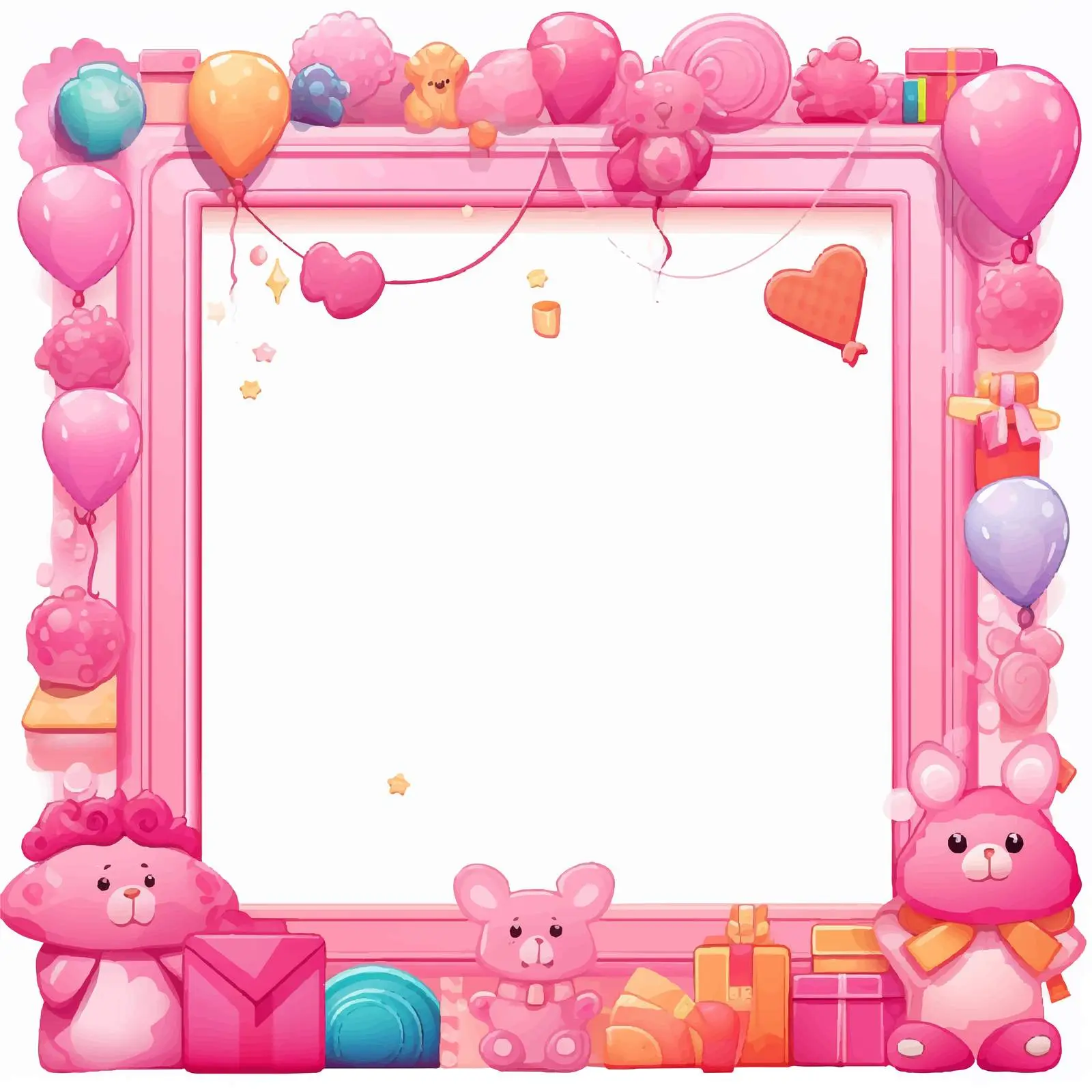 Illustration of Pink Frame with Children's Toys — free download from Dotvec