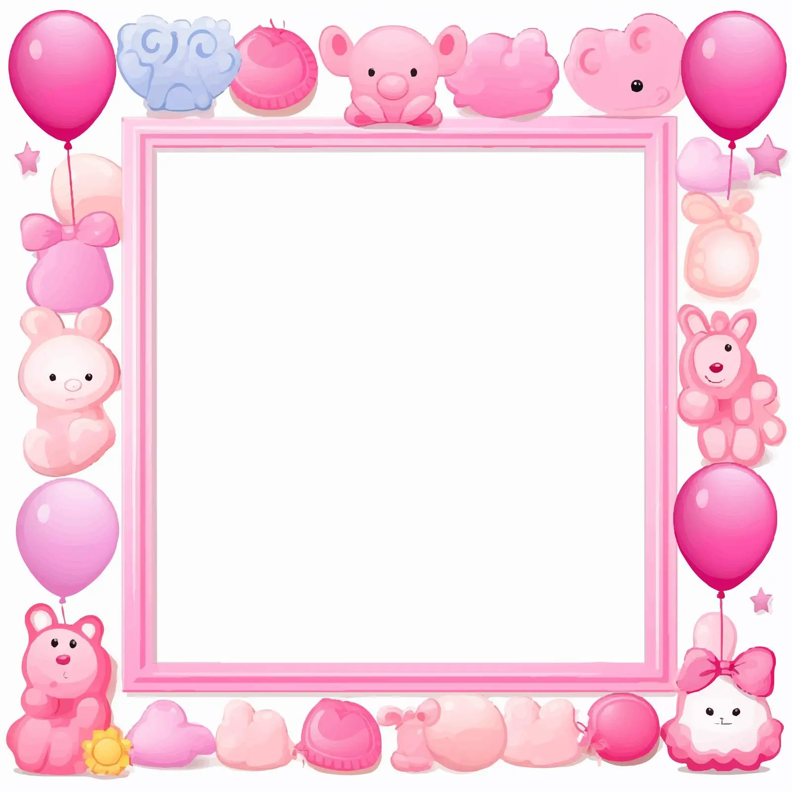 Pink Frame with Children's Toys Illustration — free download from Dotvec