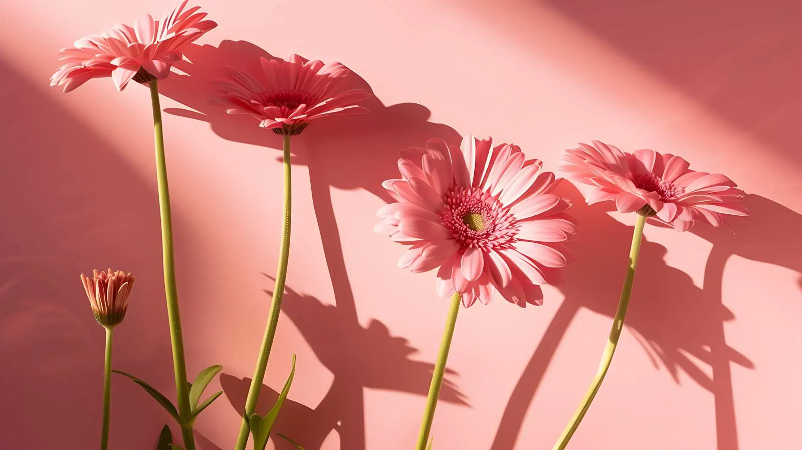 Pink Gerber Flower Buds on Salmon Background – free flower composition image from Dotvec
