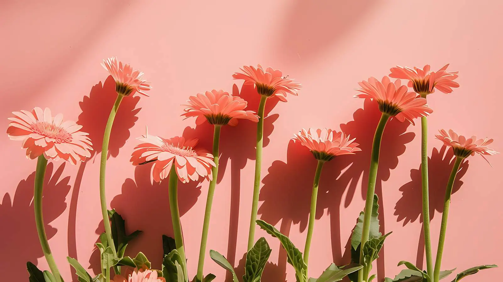 Pink Gerber Flower Buds on Salmon Background – free macro flower image from Dotvec