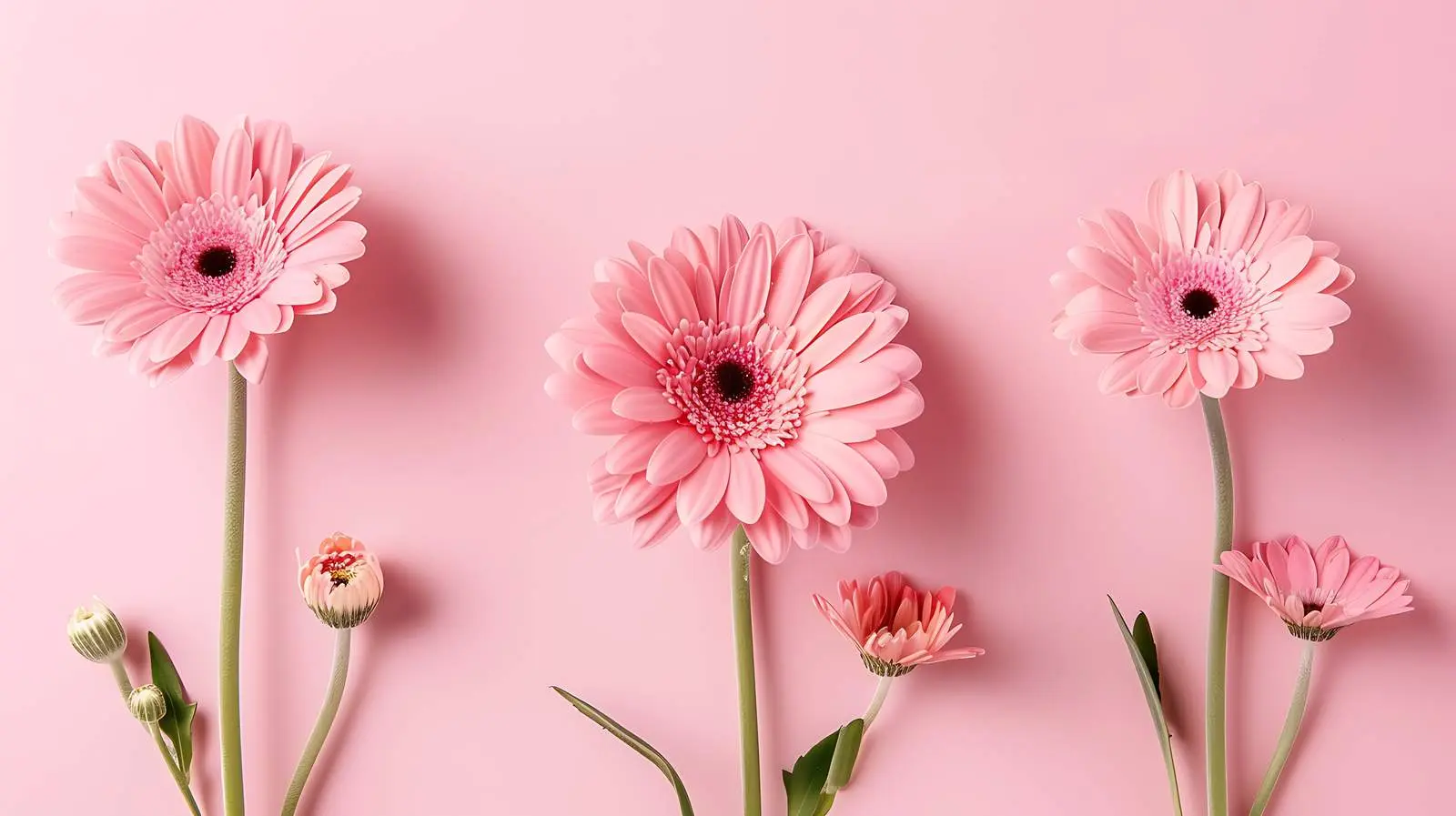 Minimalist Pink Gerber Flowers on Soft Background — free download from Dotvec
