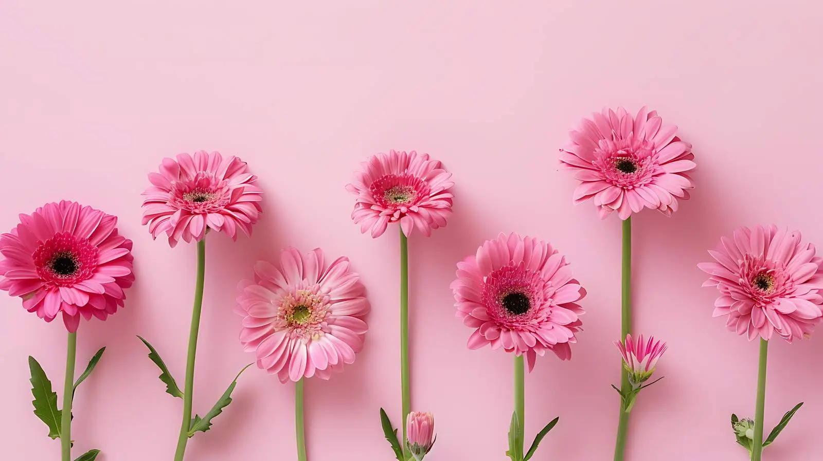 Minimal Pink Gerber Flowers on Soft Pink Background — free download from Dotvec