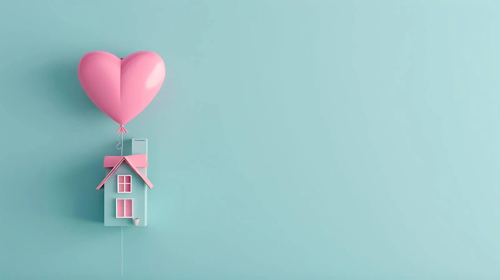 Pink Heart Balloon and Pink House — free download from Dotvec