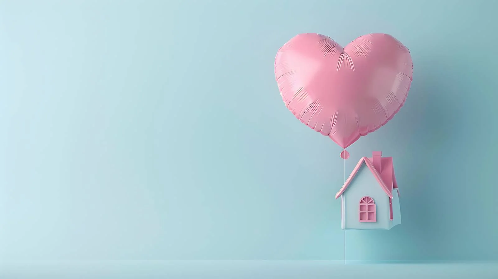 Charming Heart Balloon and Pink House — free download from Dotvec