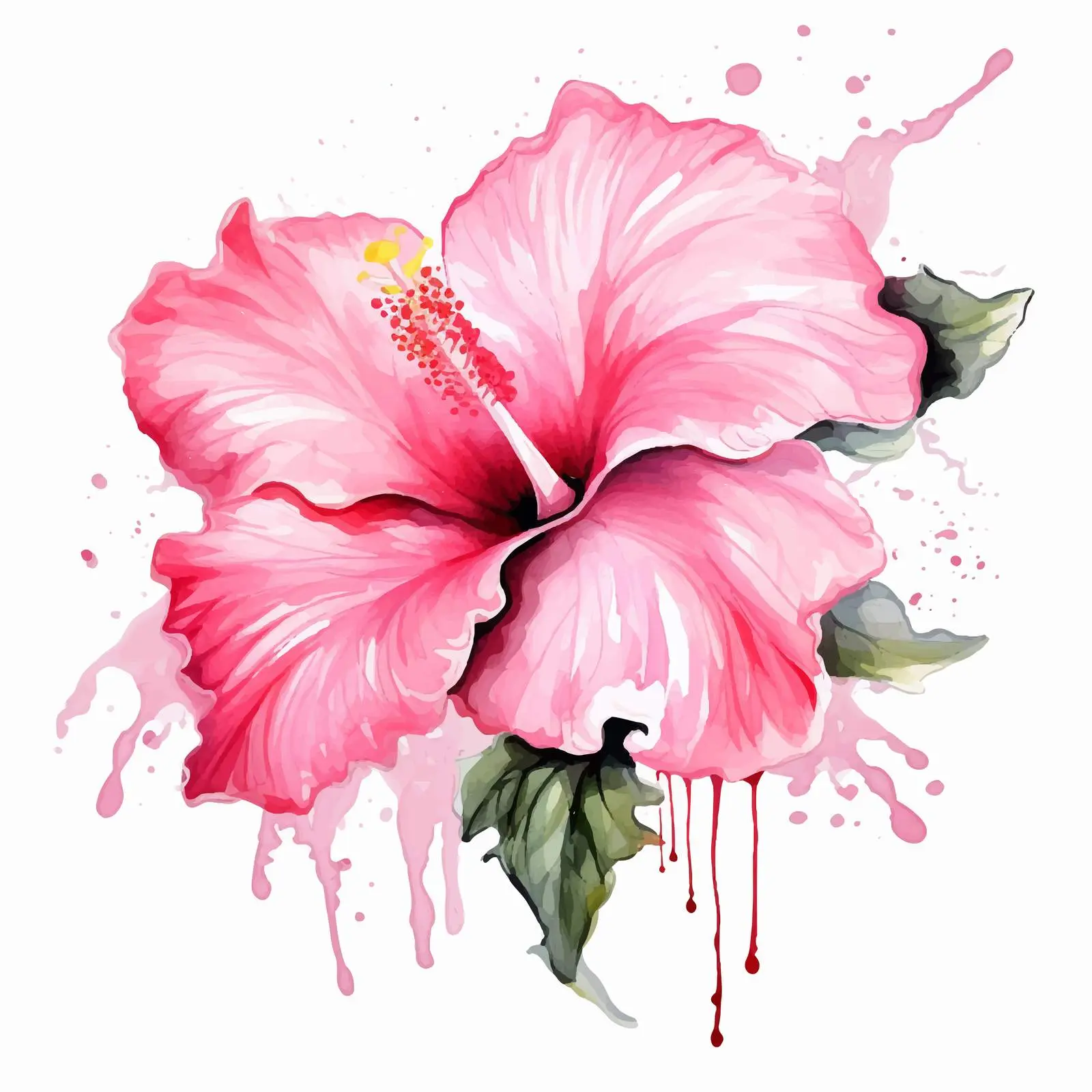 Pink Hibiscus Watercolor Flower Illustration — free download from Dotvec