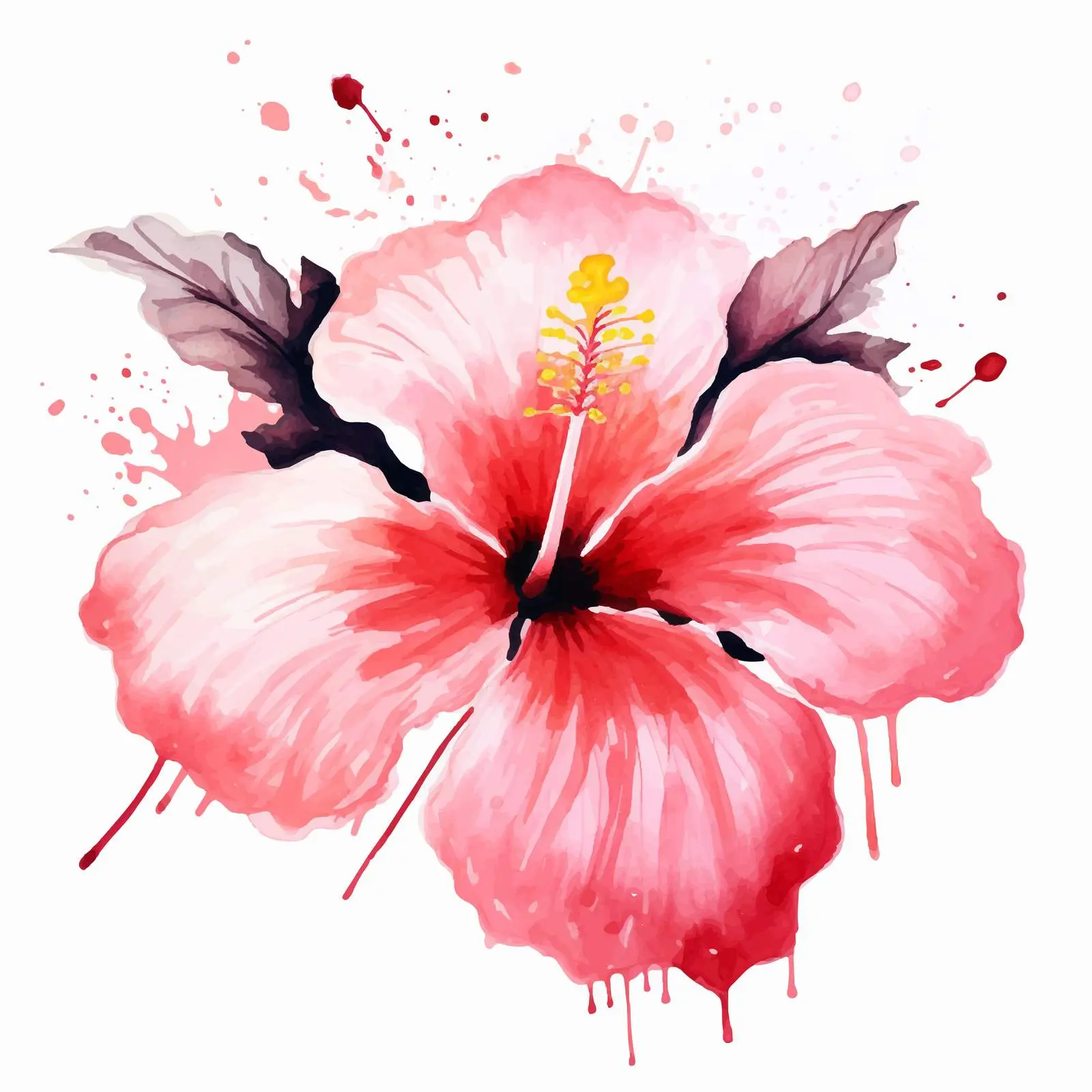 Pink Hibiscus Watercolor Flower Vector Art — free download from Dotvec