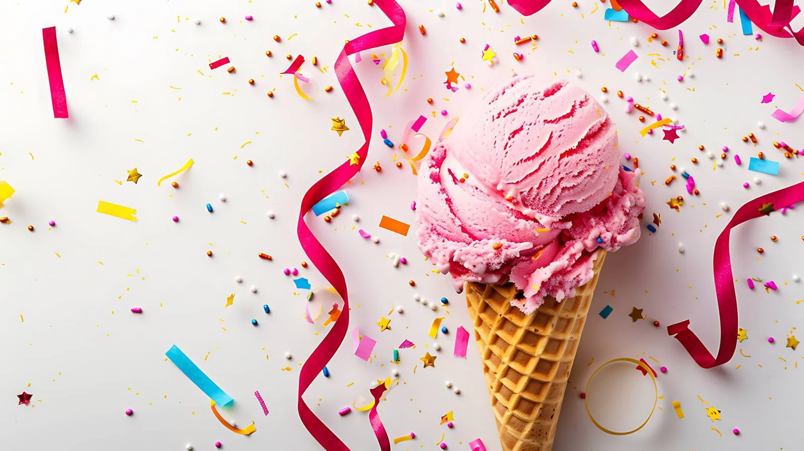 Pink Ice Cream Scoop with Cone — free download from Dotvec