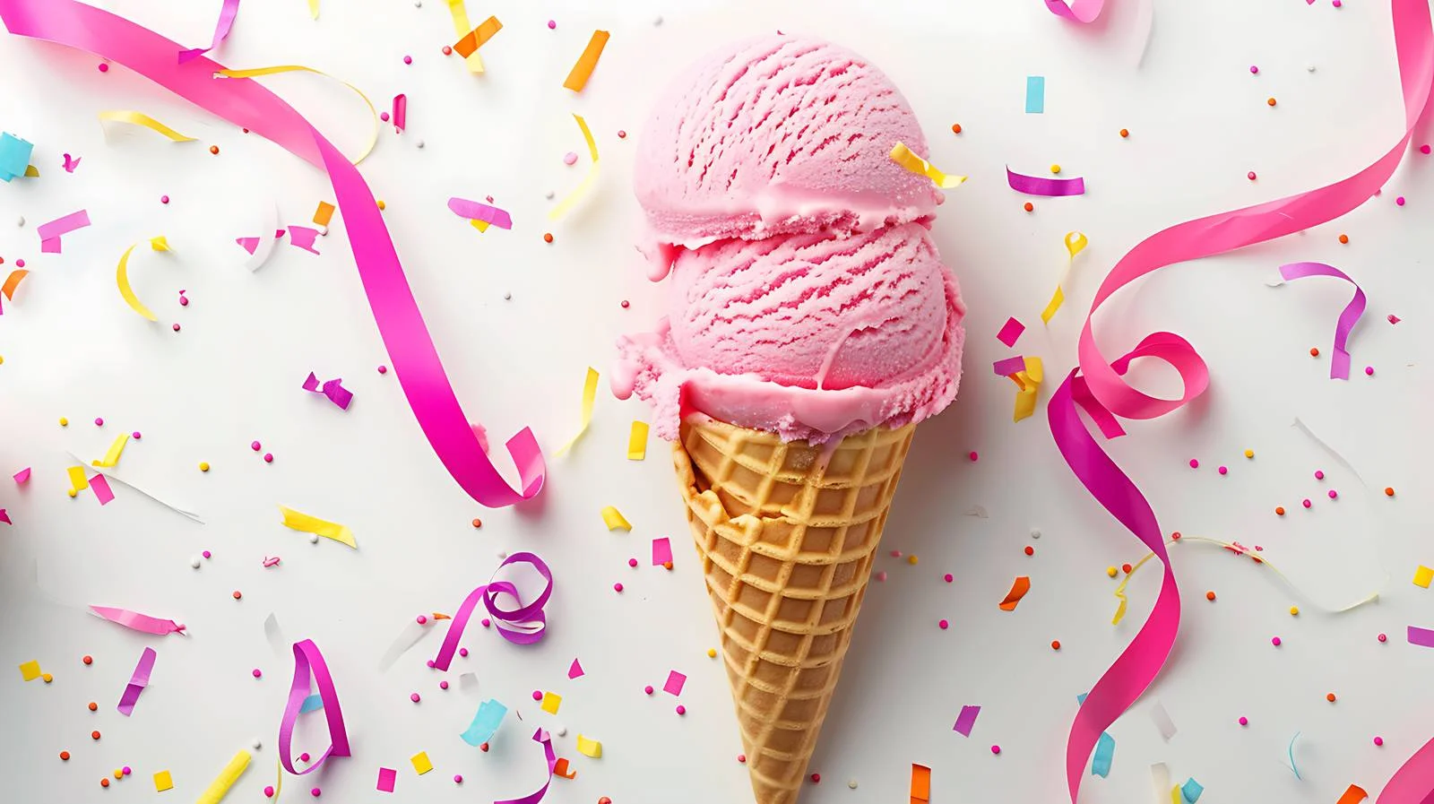Pink Ice Cream Scoop with Cone — free download from Dotvec